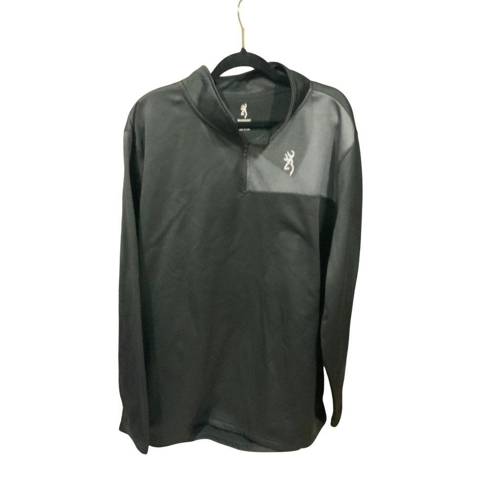 Browning Mens 3XL Quarter Zip Pullover Black Gray Buckmark Logo Mock Neck Top